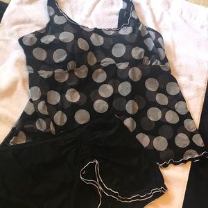 Additionelle tankini and ruched skirt bottom